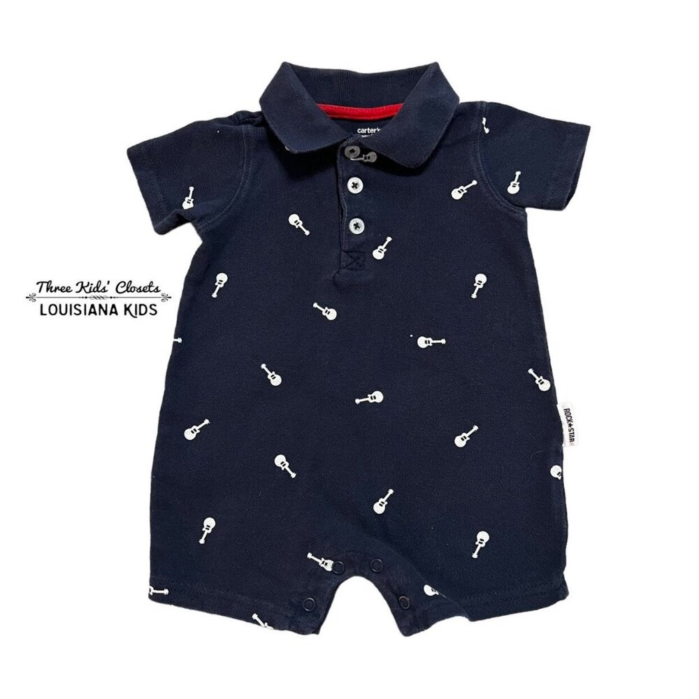 Carter's 3m Navy Blue Guitar Polo Romper